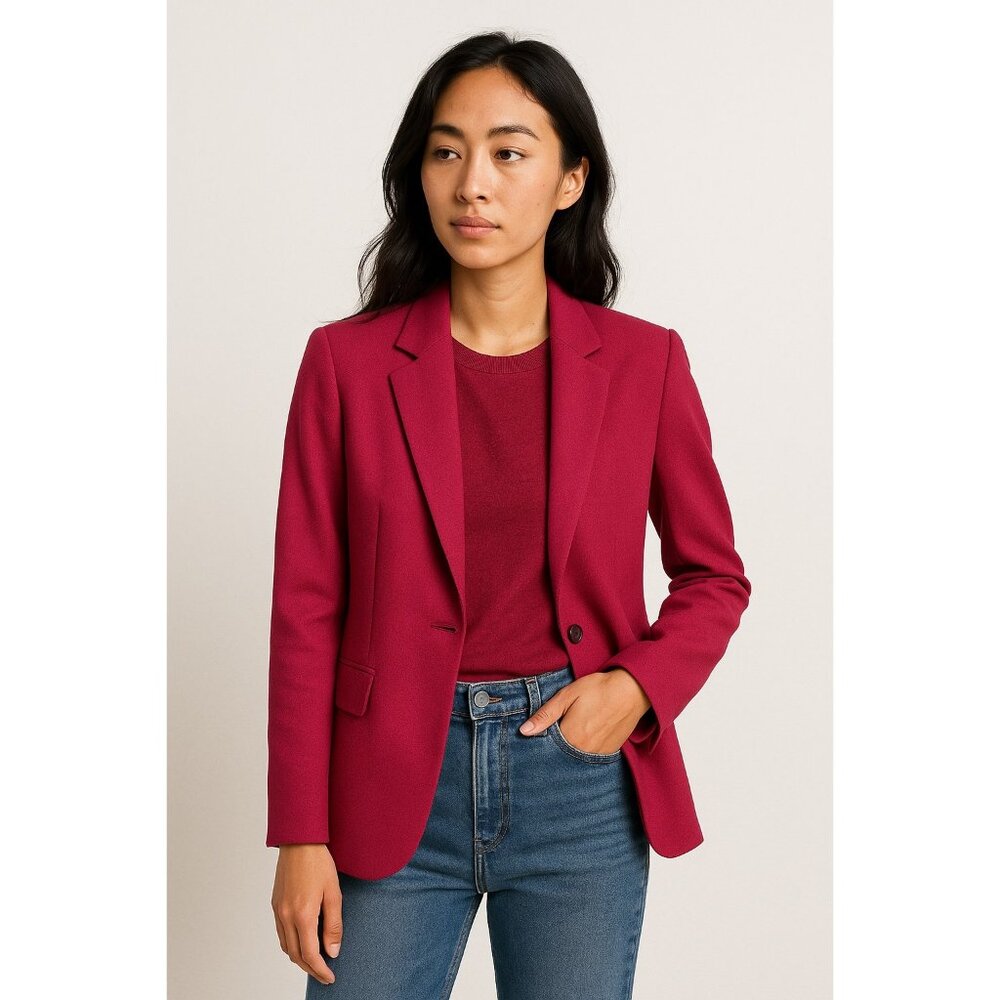 Theory Staple Admiral Crêpe Blazer Deep Rose Size 0 New With Tags